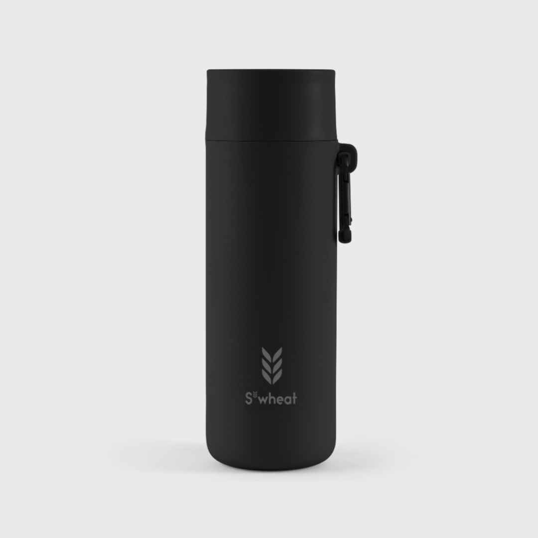 Reusable water bottle in black colour by S'wheat bottle